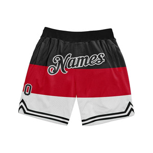 Shorts de basket personnalisés pour hommes et garçons, avec nom et numéro brodés, en tricot côtelé, avec poches. - Product Image 1