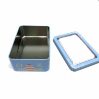 Boîte en métal rectangulaire personnalisée avec couvercle à fenêtre, emballage cadeau en métal, 126 x 92 x 48 mm