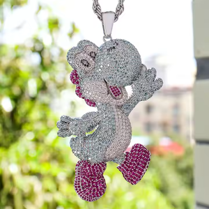 Lindo colgante de Minnie Mouse de dibujos animados, plata 925, moissanita, diamante, micro pavé, amuleto unisex, regalo para joyería. - Product Image 1