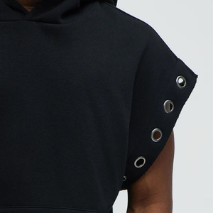 Sweat-shirt à capuche sans manches pour homme, coupe ample, en molleton de coton avec poche, couleur unie, vêtement décontracté pour l'automne, par Salamons Wears - Product Image 4