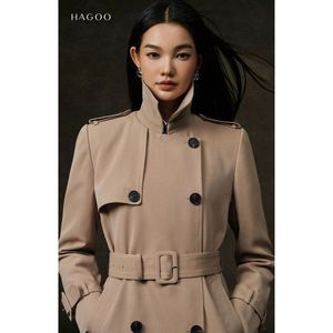 Gabardina de Mujer de Longitud Media, Cruzada, con Cinturón, Cortavientos, Tejida, Formal, para Viajes Diarios, Primavera Otoño [B8081] - Product Image 2