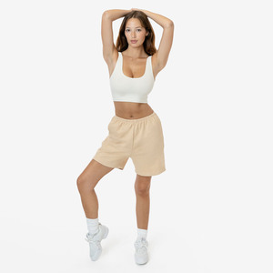 Shorts en molleton français pour femmes, polyester/coton, de haute qualité, logo personnalisé, écologiques, taille élastique, shorts en molleton français pour femmes - Product Image 3