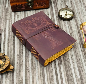 Embossed Leather Grimoire <b>Journal</b> - Blank <b>Book</b> of Shadows, Wiccan Spellbook - Product Image 1