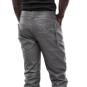 Contemporary Men Leather Pants Straight Fit Lightweight Dark Eco-Friendly Quick Dry Comfortable Durable Stylish Everyday Casual - Product Image 5
