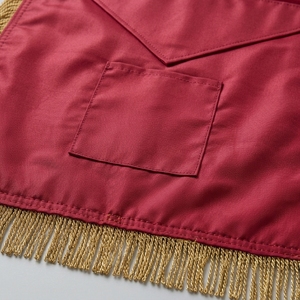 ผ้ากันเปื้อนหนังกำมะหยี่สีแดงสุดหรู ปักลายอินทรีสองหัวสีทอง สำหรับพิธีกรรมฟรีเมสัน พร้อมพู่ห้อยประดับ - Product Image 6