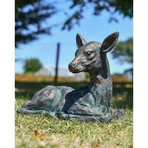 Life Size Sitting Baby Fawn Deer Statue Patina Green Antique Finish For Garden Supplies <b>Hand</b> <b>Cast</b> Technique - Product Image 5