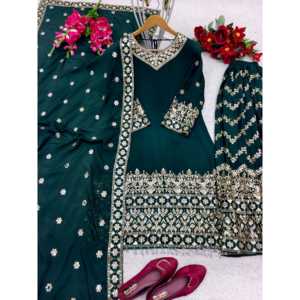 Vestidos de Noche de Diseñador, Ropa de Fiesta, Top con Sarara y Dupatta, Elegante y con Estilo - Product Image 1