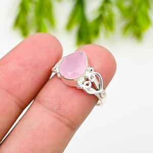 Rose <b>Quartz</b> 925 Silver Luxury Gemstone <b>Rings</b> for Party - Product Image 1