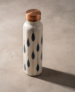 Bouteille d'eau en cuivre émaillée ayurvédique de qualité supérieure, motif goutte d'eau artistique, bouteille de sport métallique étanche, fabricant OEM - Product Image 3