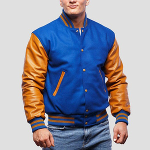 Chaqueta Varsity de Cuero y Lana Personalizada con Cierre de Botones, Resistente, Ligera, a Prueba de Polvo y Olores, de Lujo, Clásica y Retro - Product Image 1