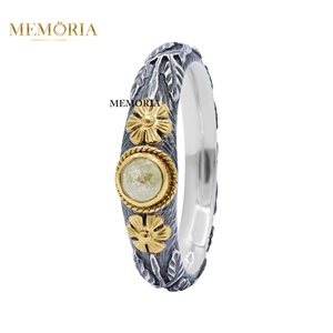 แหวนเงินแท้ 925 ชุบทอง 18k ประดับไพลินสีเหลืองธรรมชาติ ลายดอกไม้ ขายส่งจาก Memoria Jewels - Product Image 4