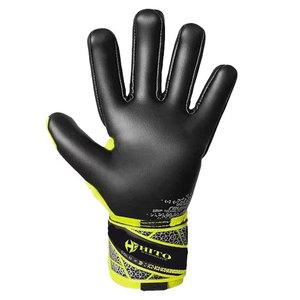 German Latex Custom Design Black and Yellow Negative Cut Stretchable Soccer Goalkeeper Gloves With 4mm German Latex T Tab - Product Image 2