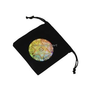 <b>Rainbow</b> Flo Wer of Life Black Cotton <b>Bag</b> Handmade Crafts Product - Product Image 5