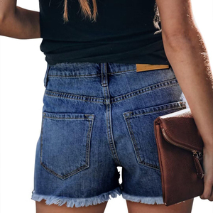 Shorts en jean délavé de haute qualité pour femme, design personnalisé élégant, collection été 2026, shorts en jean déchiré pour femme - Product Image 3