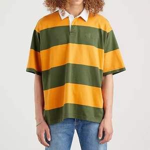 Diseño personalizado de gran tamaño para camisetas de polo para hombres Cómodo transpirable de punto Casual Tallas grandes Rayas de colores impresas - Product Image 1