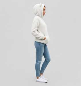 Sweat-shirt à capuche en polaire Teddy avec oreilles d'ours, pull oversize unisexe, vêtements décontractés d'hiver, blanc - Product Image 4