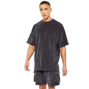 High Street Plus Size Ensembles pour hommes du Pakistan Logo personnalisé T-shirts lourds en coton avec ensembles courts Vêtements pour hommes lavage à l'acide - Product Image 1