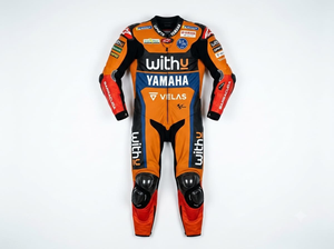 ชุดแข่งรถ Andrea Dovizioso ยี่ห้อ Yamaha ทำจากหนังจิงโจ้ ได้รับการรับรอง MotoCP พร้อมอุปกรณ์ป้องกัน ชุดขับขี่มอเตอร์ไซค์แบบมืออาชีพสำหรับการขับขี่บนสนามแข่ง/ชุดจั๊มสูท - Product Image 1