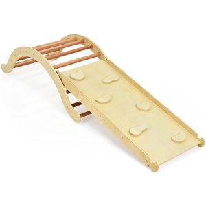 Estructura de Escalada de Madera 3 en 1 para Interiores con Rampa de Escalada en Roca y Estructura de Juego Acolchada - Product Image 1