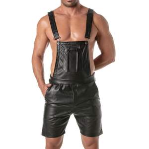 Shorts longs noirs style cuir pour homme, tenue de club fétichiste, bas de tenue sexy pour soirée - Product Image 1