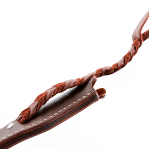 Cuchillos de Caza con Empuñadura Tejida Marrón y Negra, Hoja Fija Plateada, Funda de Cuero Marrón para Campismo, Senderismo y Tareas de Campo - Product Image 3