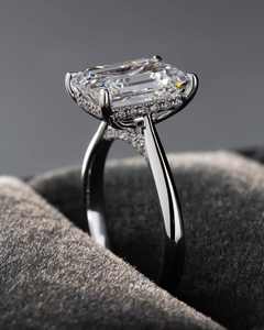 Anillo de Compromiso de Lujo con Moissanita Corte Baguette, Plata de Ley S925 con Baño de Rodio, Joyería Fina Clásica - Product Image 5