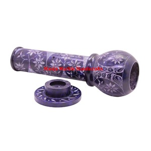 Producto hecho a mano altamente recomendado, quemador de incienso tallado de esteatita y soporte de palo con forma de torre para artículo de regalo religioso - Product Image 1