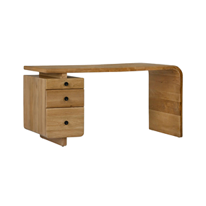 Modern Solid Wood Office <b>Desk</b> with Drawer Storage Minimalist Curved Writing Table Home Office Furniture <b>Study</b> Workstation - Product Image 2