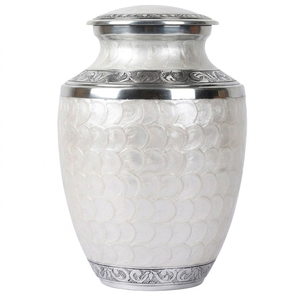 Urna Funeraria de Aluminio para Adultos con Hermosa Banda Grabada, Acabado en Esmalte Plateado y Negro, Urnas Metálicas para Cenizas Humanas - Product Image 6