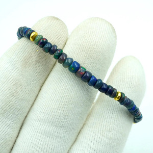 HAYAAT GEMS Natural Black Ethiopian Opal Multi <b>Fire</b> Cabochon Bracelet Gold Accent Beads Luxury Anniversary Jewelry - Product Image 4