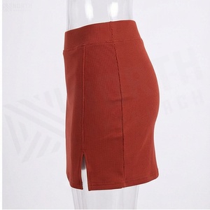 Jupe crayon mini en tricot pour femme, couleur unie, taille élastique, design fendu, style sexy, à porter toute l'année - Product Image 3