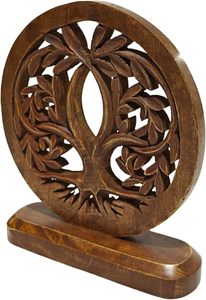 Árbol de la vida, decoración de madera de primera calidad, diseño tallado a mano, acabado natural. Decoración espiritual de madera, árbol de la vida hecho a mano. - Product Image 3