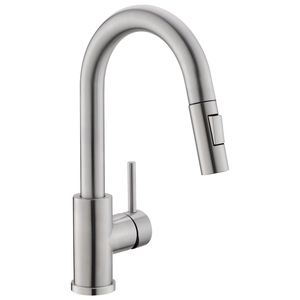 Rubinetto da cucina estraibile in nichel spazzolato con doccetta, rubinetto per mini bar e lavello, e rubinetti da bagno di Kitchen Faucets - Product Image 3