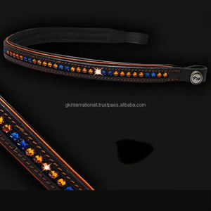 Banda de cuero para cejas de caballo personalizada, con diamantes de imitación brillantes multicolor y relleno a juego, banda recta hecha a mano de lujo para cejas - Product Image 6