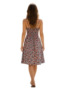 Robe trapèze décontractée pour femme, 100% coton tissé, sans manches, imprimée, coupe régulière, taille naturelle, longueur genou, style doux et mignon, collection printemps - Product Image 6