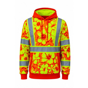 Sudadera con Capucha de Seguridad ANSI Clase 2 de Alta Visibilidad, 100% Algodón, Forro Polar Reflectante con LED, Ropa de Trabajo para Construcción y Carreteras - Product Image 2