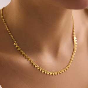 Hallmark <b>Silver</b> Gold Plated Gourmet Chain Minimalist Triangle Necklace - Product Image 3