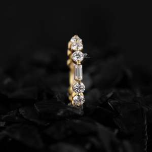 แหวนเพชรทรงกลมและทรงบาแกตต์ เพาะเลี้ยงในห้องปฏิบัติการ วงแหวนทองคำขาว 14K สำหรับงานแต่งงาน แหวนแบบซ้อนได้ แหวนวันครบรอบ ผู้จำหน่ายขายส่ง - Product Image 2