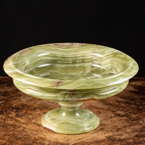 Bol de service sur pied en marbre onyx vert foncé, résistant au feu, moderne, pour cuisine, salle à manger, villa, salon, revêtement mural - Product Image 1