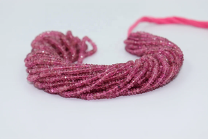 Piedra preciosa de rubelita rosa claro con cuentas de rondelle facetadas de turmalina Rosa natural - Product Image 3