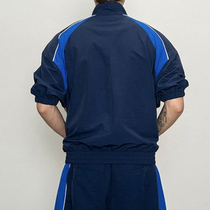 Vente Flash : Ensemble de Survêtement Homme Bleu Marine avec Blocs de Couleurs et Passepoil Blanc, Col Rond, Fermeture Éclair Intégrale, Manches Longues, Coupe Ample et Jambes Larges, Respirant, 2 Pièces - Product Image 4