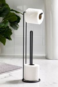 Floor Standing Iron Tissue Paper Holder With Reserve <b>Roll</b> Storage Stand For Bathroom Organization Decorative Accessory - Product Image 2