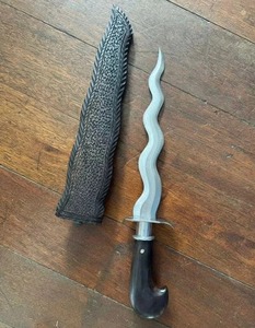 Couteau à main courbé en acier au carbone fait main, lame à pointe tombante, manche en Micarta, étui en cuir, options DIY et OEM, longueur totale 40 cm, cadeau - Product Image 1