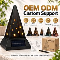 Lampu Pemakaman Tenaga Surya 3D, Lampu Kubur Tenaga Surya, Lilin Kubur Tenaga Surya, Lampu Peringatan Desain Piramida, Grosir Pemakaman Eropa, OEM