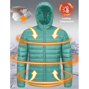 Chaqueta Acolchada con Capucha, Cierre de Cremallera, Resistente al Viento, de Poliéster, Estilo Casual, Corte Regular, Color Sólido - Product Image 4