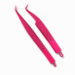 Pink Eyelash Tweezers with Smooth Tip and Diamond Texture Precision Tool - Product Image 1
