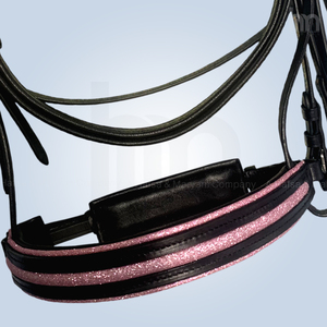 Bridon de cheval en cuir anatomique de qualité supérieure, rose scintillant, ergonomique, avec frontale et muserolle en acier inoxydable, pour dressage anglais - Product Image 4