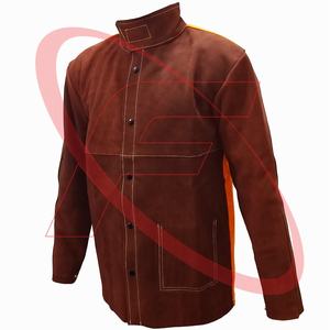 Chaqueta de seguridad de soldador al por mayor chaqueta de soldadura de cuero de alta calidad chaqueta de soldadura de cuero de vaca dividida de alta calidad - Product Image 2