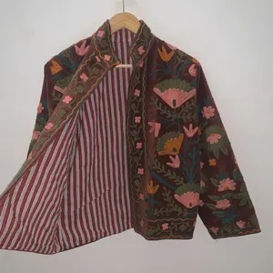 TrendingWomens Boho Suzani Velvet Jacket Floral Hand Embroidered Short <b>Coat</b> Winter Style Wholesale Price - Product Image 4