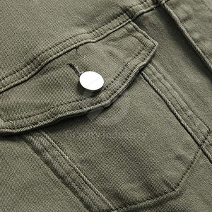 แจ็คเก็ตยีนส์ผู้ชายคุณภาพสูง ผ้าฝ้าย 100% สำหรับฤดูหนาว เป็นมิตรต่อสิ่งแวดล้อม ระบายอากาศได้ดี มีโลโก้ด้านหน้า ขั้นต่ำในการสั่งซื้อน้อย สินค้ามาใหม่ - Product Image 4